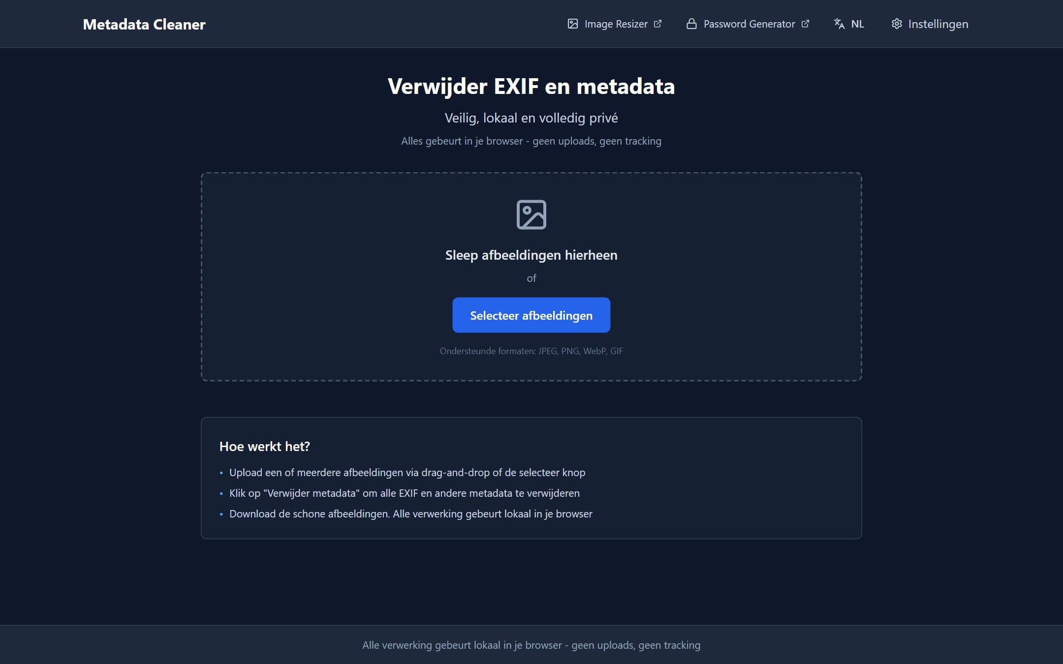 Metadata Cleaner op een computerscherm
